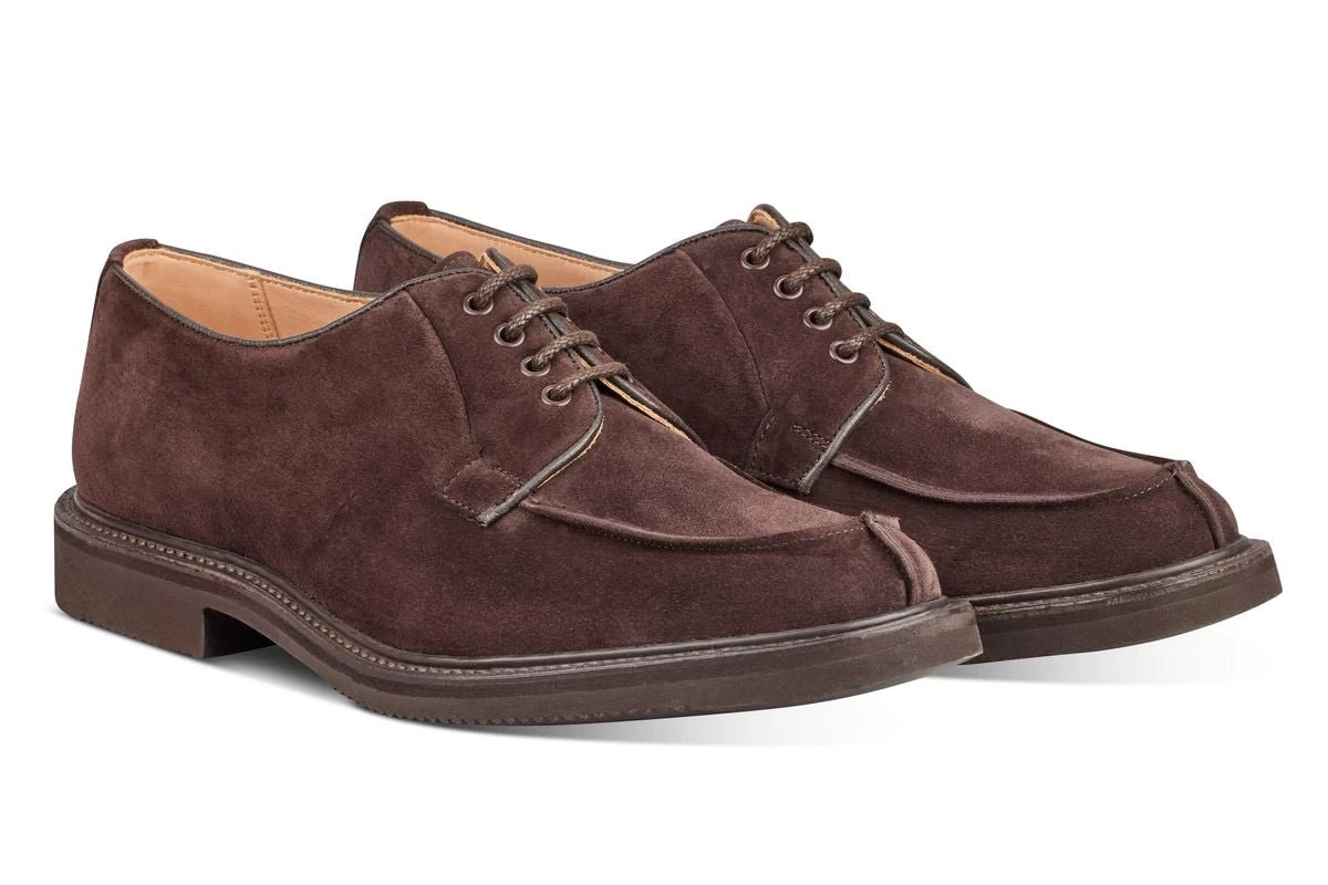Stuart Apron Front Derby Shoe - Coffee Suede - Image 3