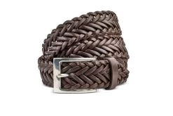 TRICKER'S LEATHER PLAITED BELT - Brown