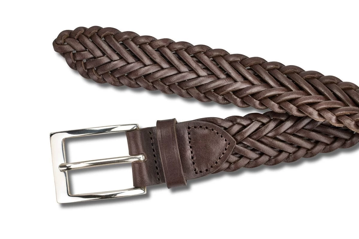 TRICKER'S LEATHER PLAITED BELT - Brown - Image 2